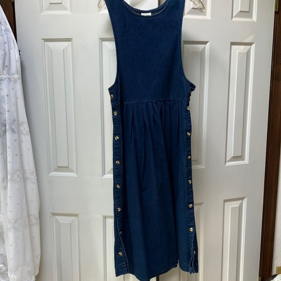 Vintage LLBean denim blue maxi jumper 16-16.5” waist. Buttons down both sides. - Picture 3 of 5